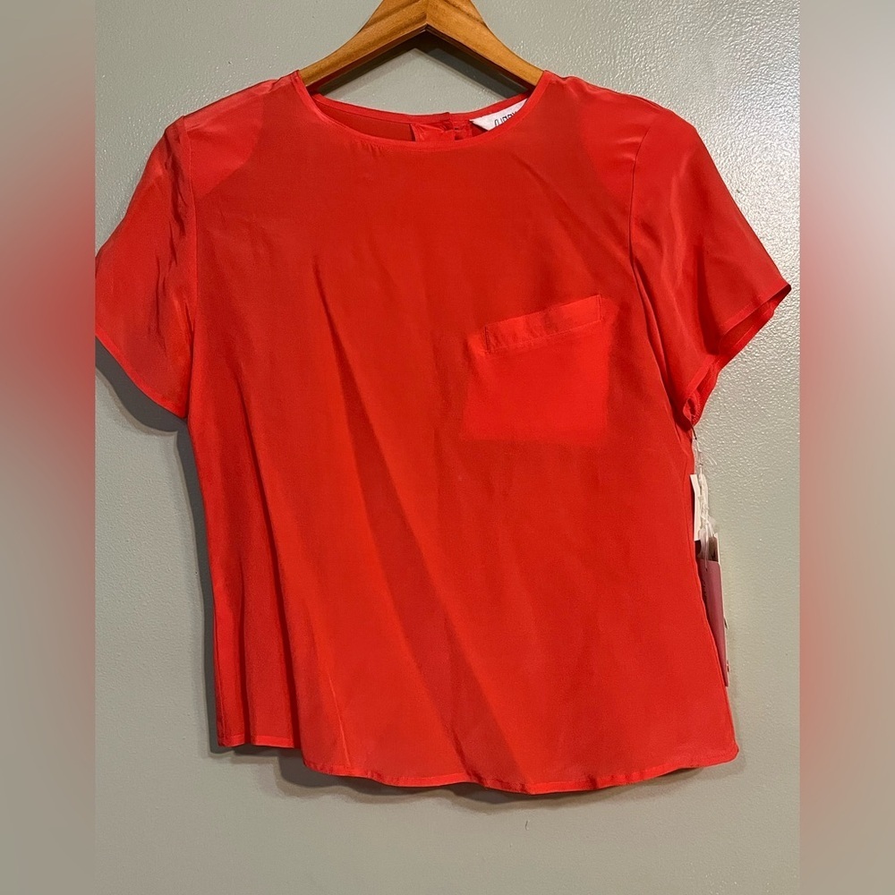 Vintage Y2K 100% Silk Women's Coral Pink Short Sleeve Top S NWT